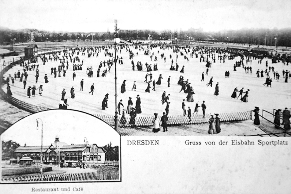 Eislaufen hat auch in Dresden eine große Tradition. Wo heute die Dynamos kicken, trafen sich früher im Winter ganze Familien zum Schlitterspaß.