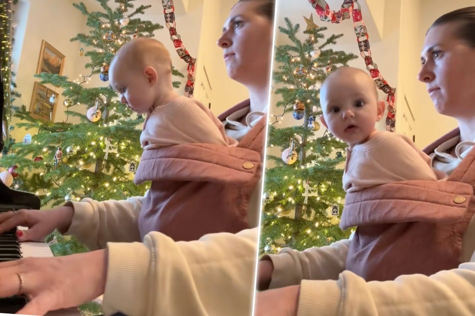 Baby beobachtet Mama am Klavier: Die Reaktion ist einfach zu süß
