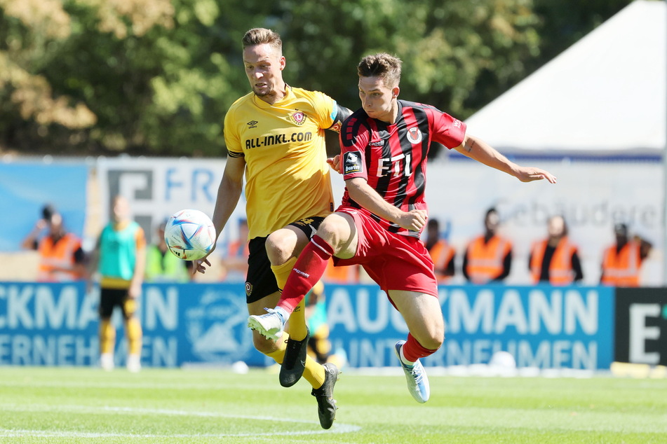 13. August 2022: Dynamo verlor sein Gastspiel bei Viktoria Köln mit 1:2. Beide Tore schoss Robin Meißner (23, r., gegen Tim Knipping). Auch im Rückspiel beim 1:1 traf er.