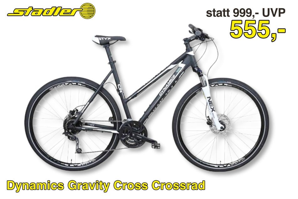 Das Dynamics Gravity Cross Crossrad
für 555 statt 999 Euro.