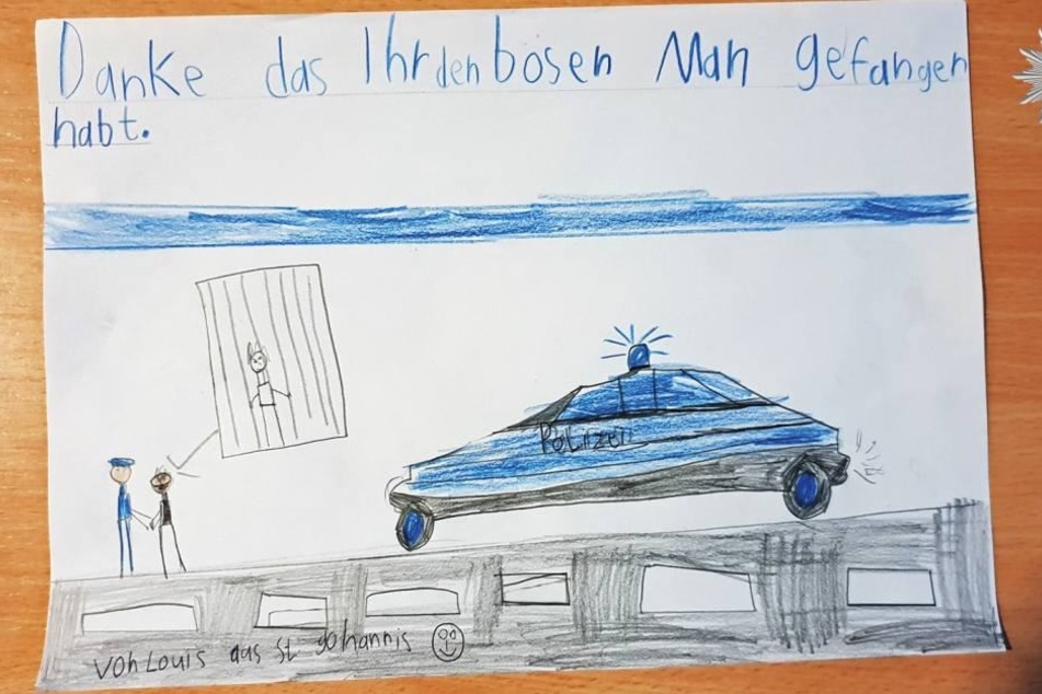Louis aus dem Stadtteil St. Johannis bedankte sich persönlich bei der Polizei mit einem Bild.