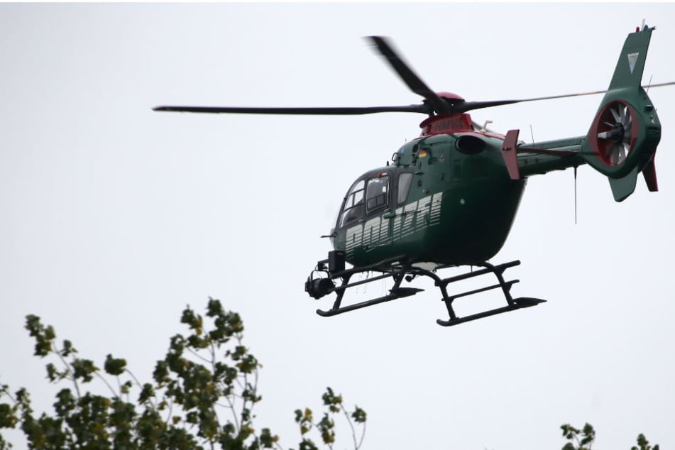 Ein Hubschrauber und Hunde sind im Einsatz. (Symbolbild)