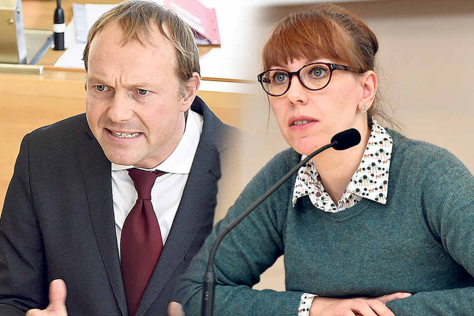 Grünen-Fraktions-Chef Wolfram Günther (45): "Kretschmer verspricht viel, hält aber wenig." - Katja Meier (39, Grüne) fordert mehr Ehrlichkeit vom Ministerpräsidenten.