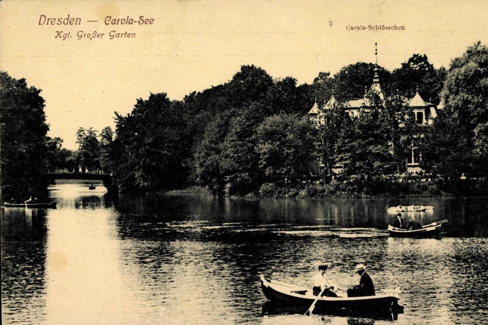 Die historische Postkarte zeigt das Carolaschlösschen um 1930.