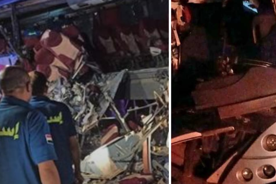 Der Bus, in dem insgesamt 38 Personen unterwegs waren, krachte gegen einen Laster.