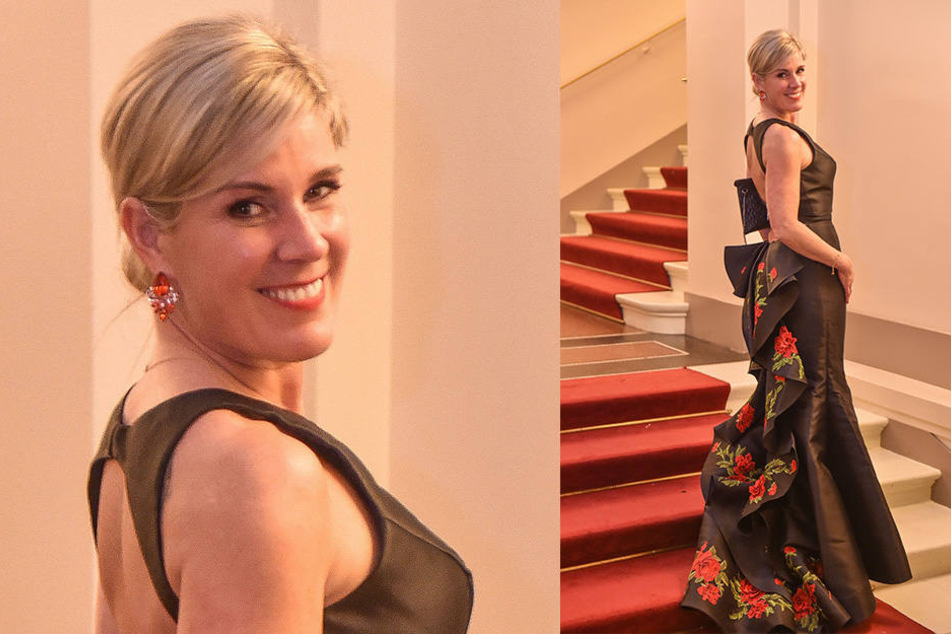 Dr. Yvonne Klein, Zahnärztin und Gattin des Dresdner SAP-Chefs Stephan Klein, sah in ihrem Couture-Kleid von Sherri Hill bezaubernd aus.