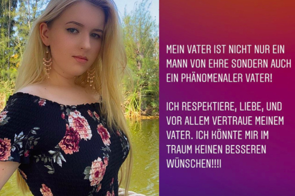 Adeline steht hinter ihrem Vater.