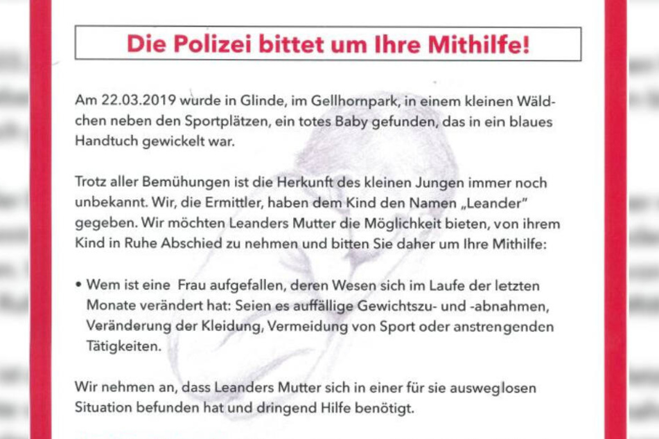 Mit diesen Plakaten fahndet die Polizei nach der Mutter des Kindes.