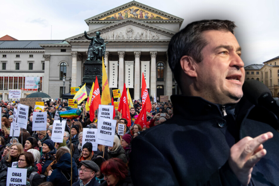 Söder warnt vor "braunem Gift": 5000 demonstrieren in München gegen Rechts