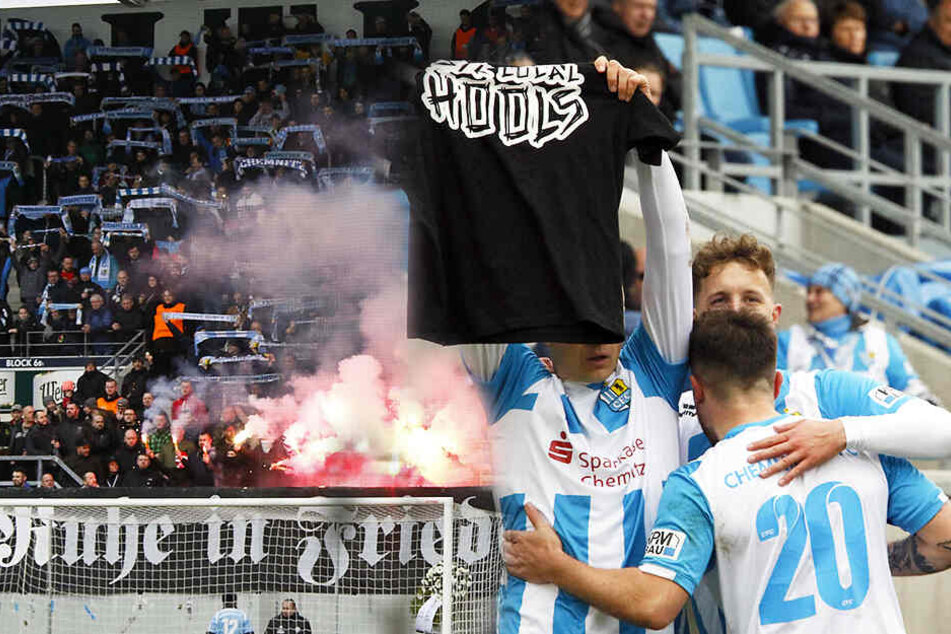 Fangruppierungen sollen dem Verein das Pyro-Gedenken aufgezwungen haben, indem sie mit Ausschreitungen drohten. Daniel Frahn hielt Haller zu Ehren beim Torjubel ein T-Shirt hoch. (Bildmontage)