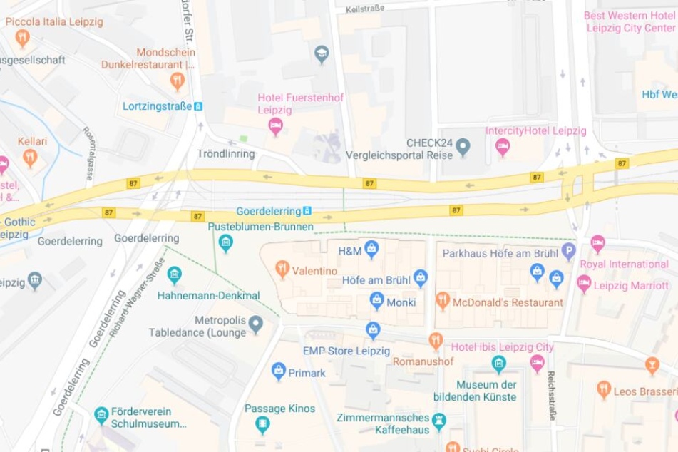 Der Unfall ereignete sich auf dem Tröndlinring im Leipziger Zentrum.