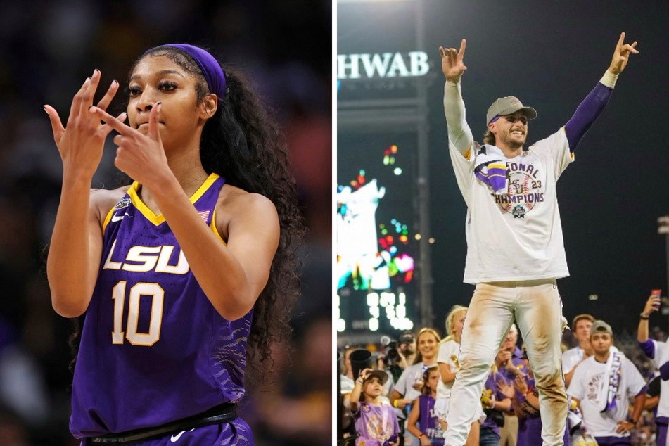 Angel Reese reacts to LSU baseball star Dylan Crews' imitation of her