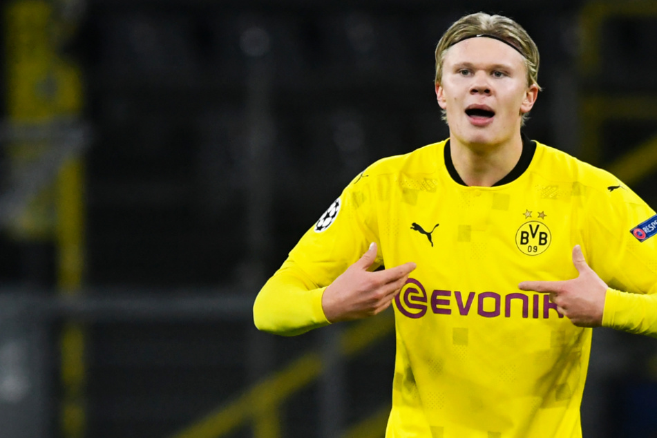 Seht her, ich war es! Erling Haaland erzielte für Borussia Dortmund gegen den FC Brügge einen Doppelpack.