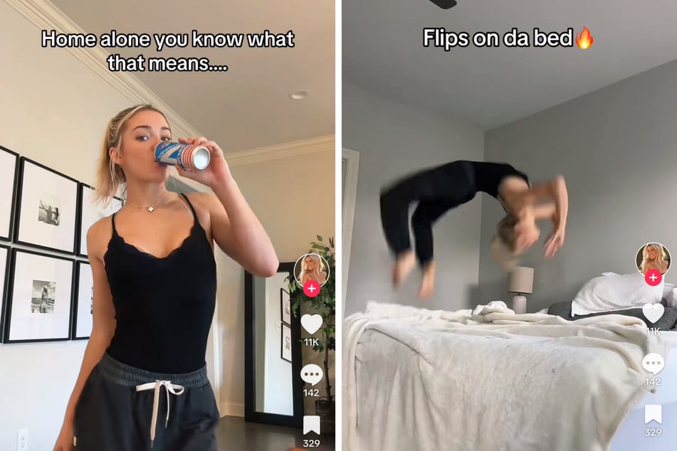 In a TikTok clip that went viral, LSU star Olivia Dunne revealed how she keeps the gymnastics spirit alive even when she's home alone.