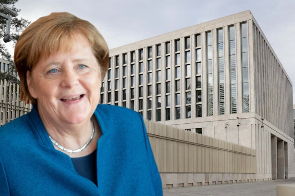 Angela Merkel wird den BND offiziell eröffnen. (Bildmontage)