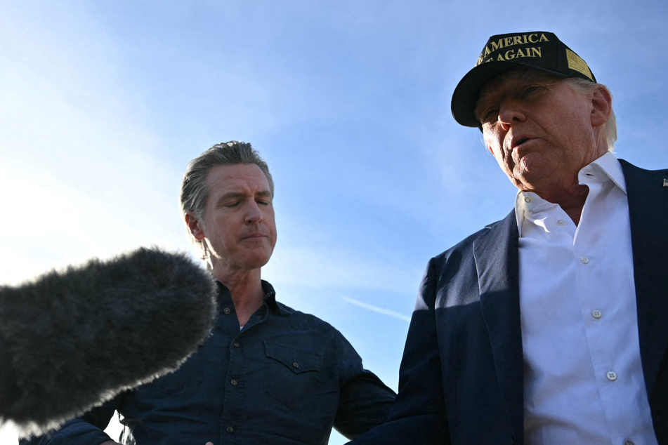 Gov. Gavin Newsom said California's financial situation was due in part to the impact of President Donald Trump's (r.) volatile tariff policies.
