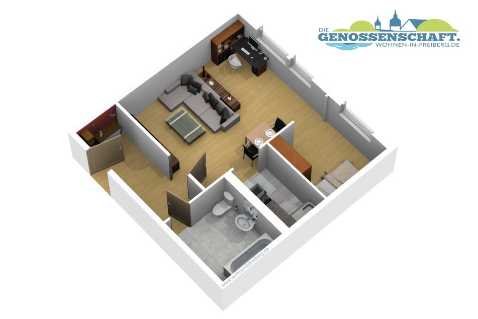 Grundriss Chemnitzer Straße 115: 1-Raum-Wohnung (32 qm)