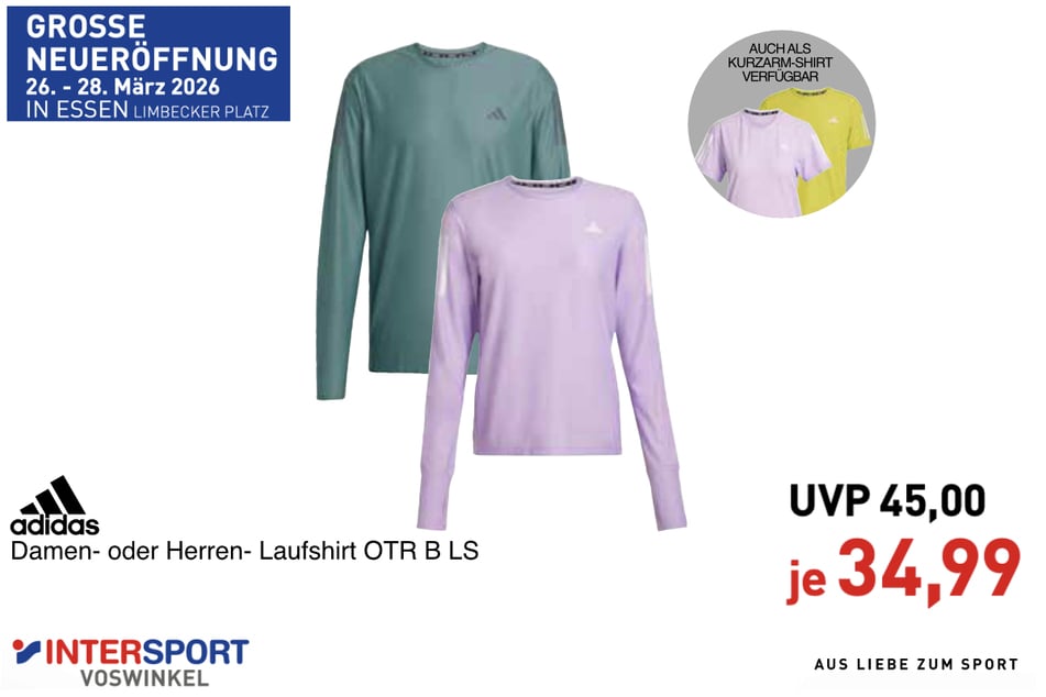 Adidas OTR B LS für 34,99 statt 45 Euro (Damen oder Herren).
