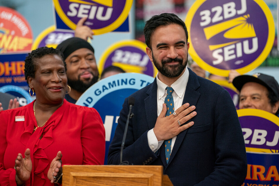 New York City Democratic mayoral nominee Zohran Mamdani speaks during a press conference with union leaders and supporters on July 2, 2025.