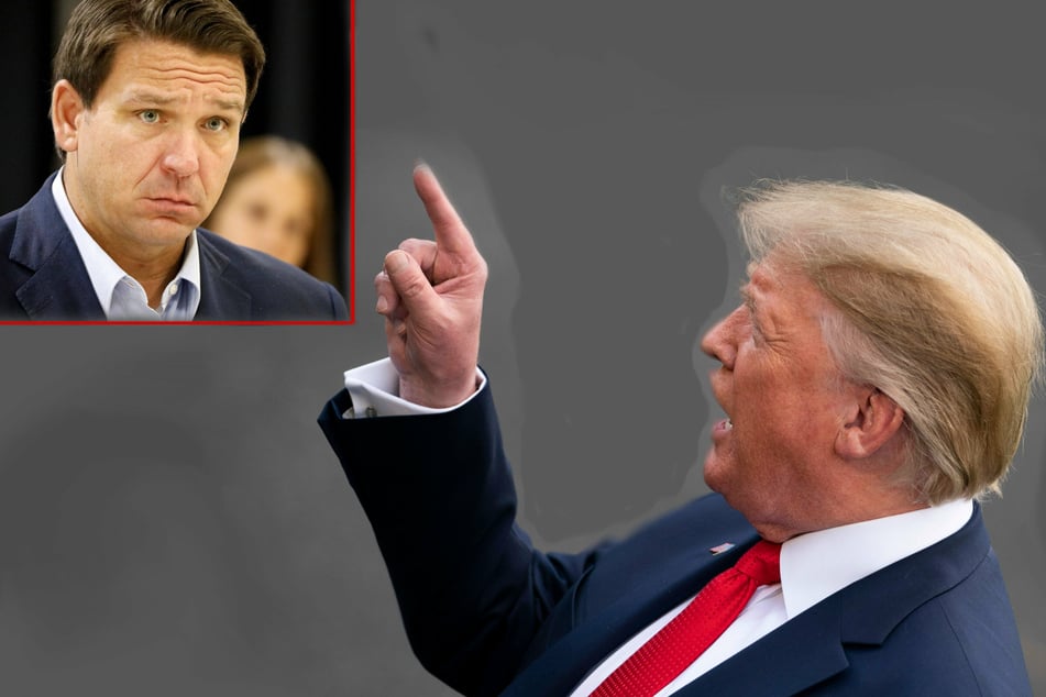 Trump blasted "gutless" GOP politicians who, like Florida Gov. Ron DeSantis (l.) refuse to say whether they have been vaccinated.