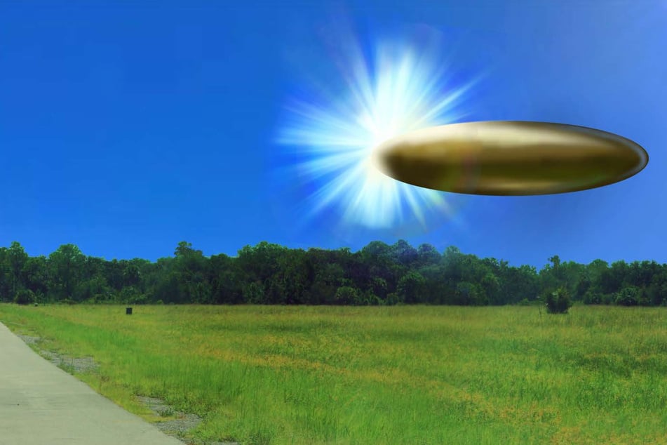 Die Umgebung auf dem Foto ist real, nur das metallische Objekt und der Lichtblitz wurde vom FBI anhand der Zeugenaussage nachträglich zur Visualisierung eingefügt.