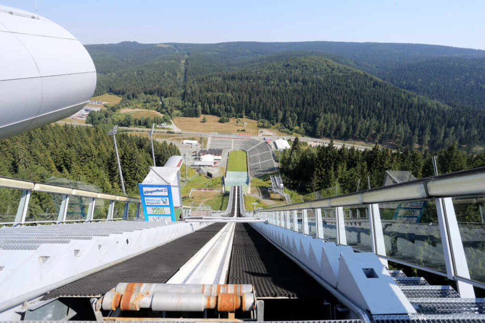 Blick von der Großschanze in Klingenthal.