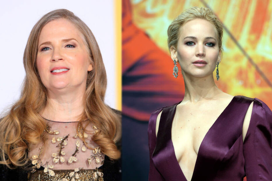 Autorin Suzanne Collins (links) schrieb mit ihren Büchern die Vorlage für die Filme, in denen Jennifer Lawrence die Hauptrolle spielte.