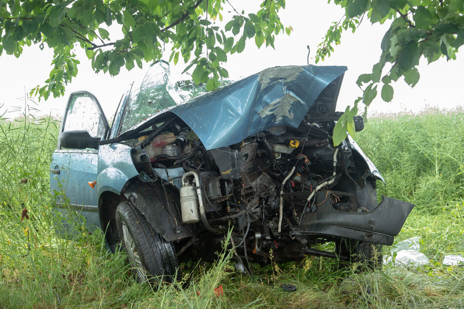 Der Ford prallte frontal gegen einen Baum.