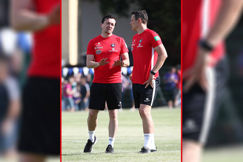 FCE-Coach Daniel Meyer (l.) bekommt am heutigen Donnerstag einen neuen Abwehrmann, dessen Name ist noch geheim.