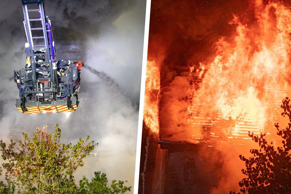 Dutzende Feuerwehrleute bekämpfen Flammeninferno in Sachsen