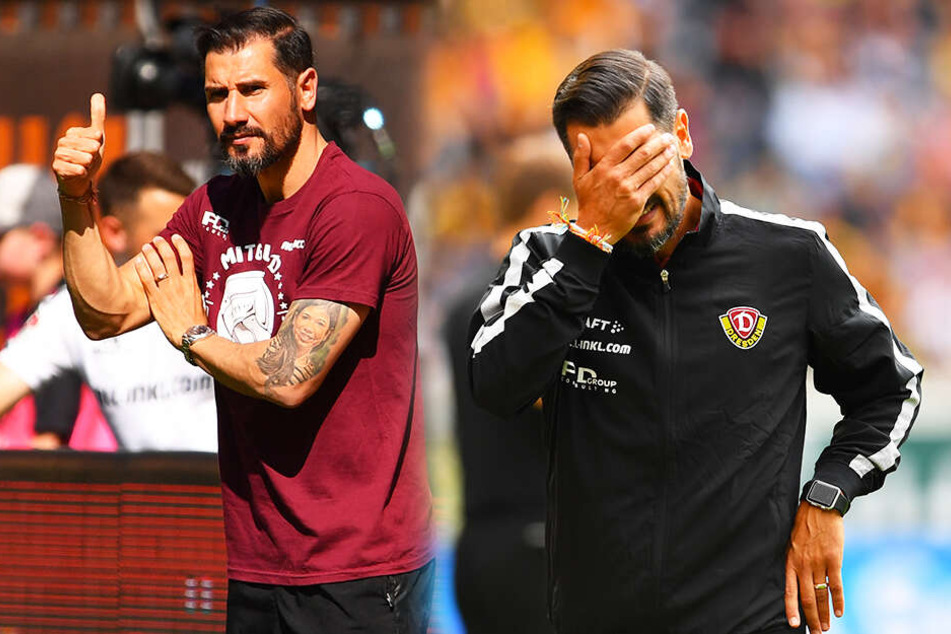 Mal Daumen hoch, mal fassungslos die Hand vorm Gesicht - Cristian Fiel erlebte in seinen elf Partien als offizieller Dynamo-Cheftrainer eine Achterbahnfahrt der Gefühle.