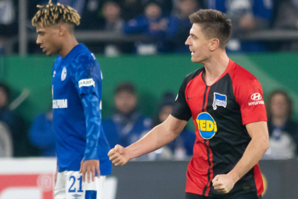 Krzysztof Piatek jubelt über seinen ersten Treffer für Hertha BSC.