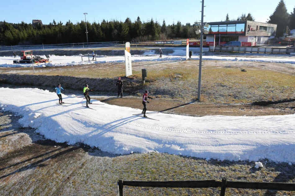 Aktuell können in der Skiarena Oberwiesenthal Sportschüler auf einer 500 Meter-Runde trainieren.