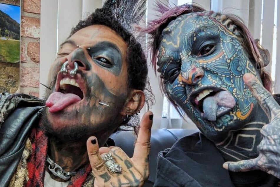 Esperance Fuerzina (r.) said that the sclera was her most painful and uncomfortable experience throughout her body modification journey.