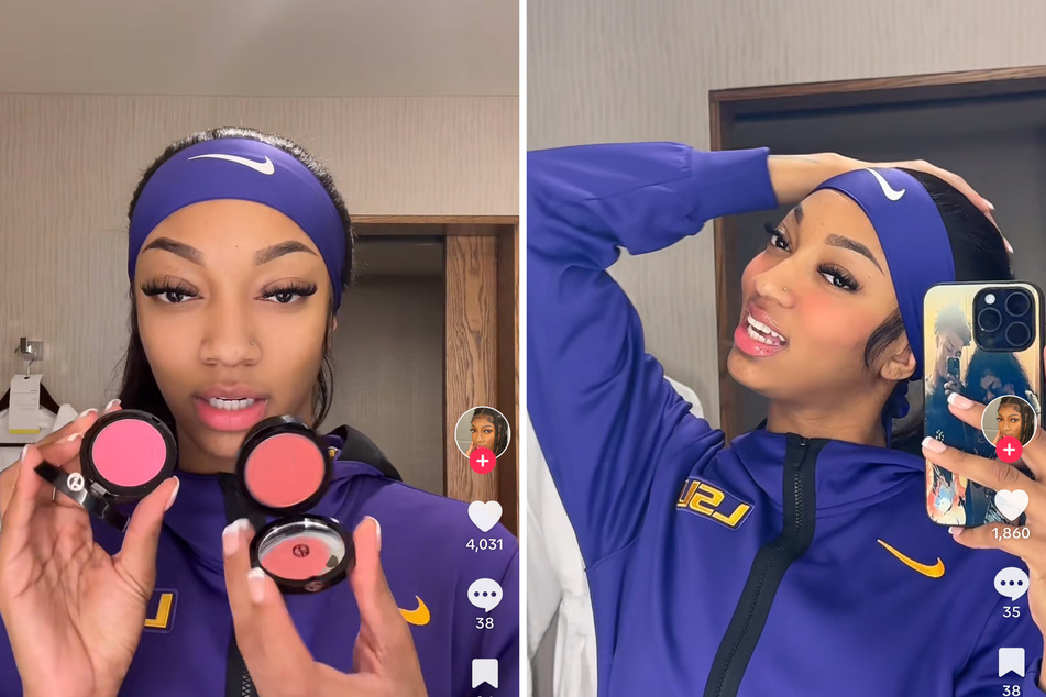 Angel Reese slam dunks with high-glam look for game day