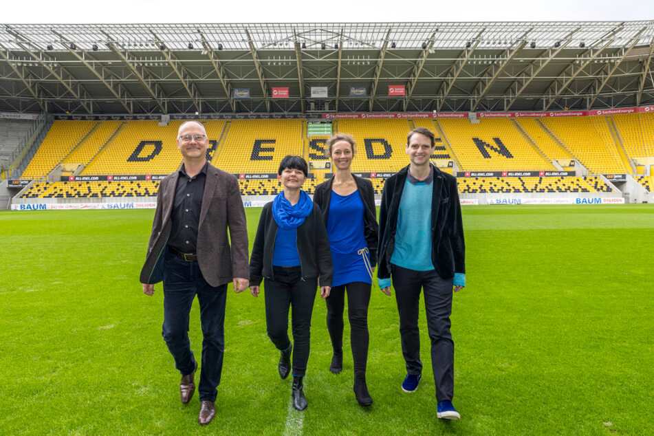 Kreuzkantor Martin Lehmann (v.l.), Operetten-Chorleiterin Carola Rühle-Keil, "Oh-Töne"-Chefin Antje Grüner und Kapellknaben-Chordirektor Christian Bonath freuen sich mit ihren Chören auf das Konzert.