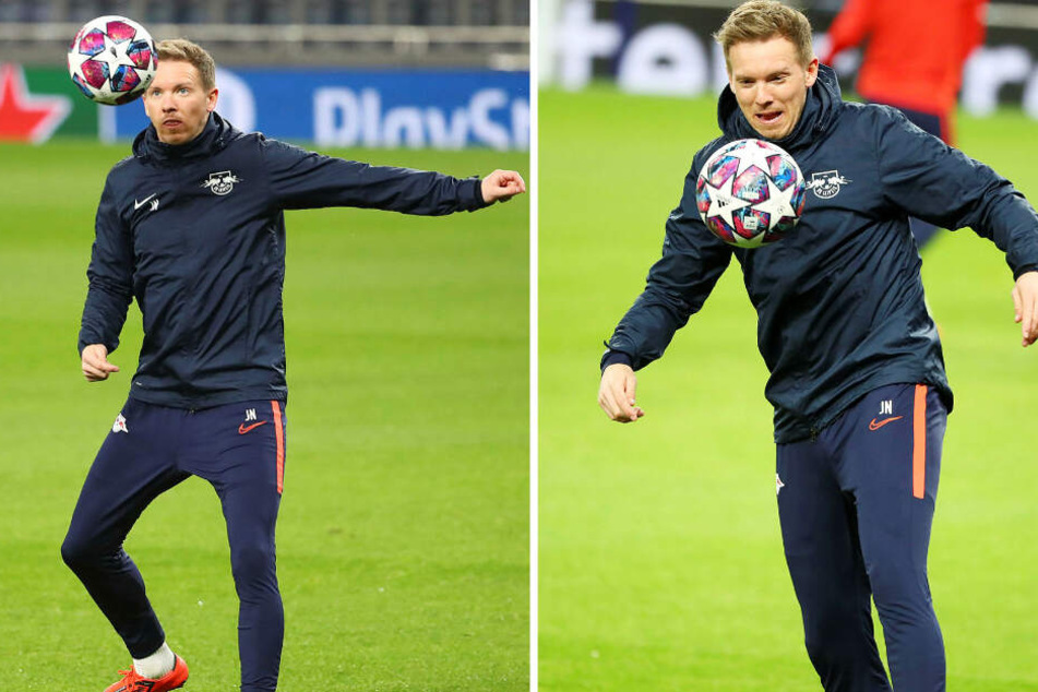 Beim Abschlusstraining im Londoner Norden jonglierte RB-Trainer Julian Nagelsmann (32) selbst mit dem Ball.