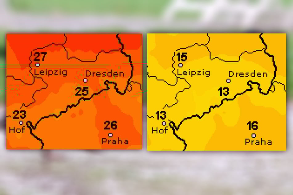 Der Wetterwechsel macht sich auch in den Temperaturen bemerkbar. Wird es am Freitag noch richtig warm, fällt das Thermometer am Sonntag wieder auf um die 15 Grad.