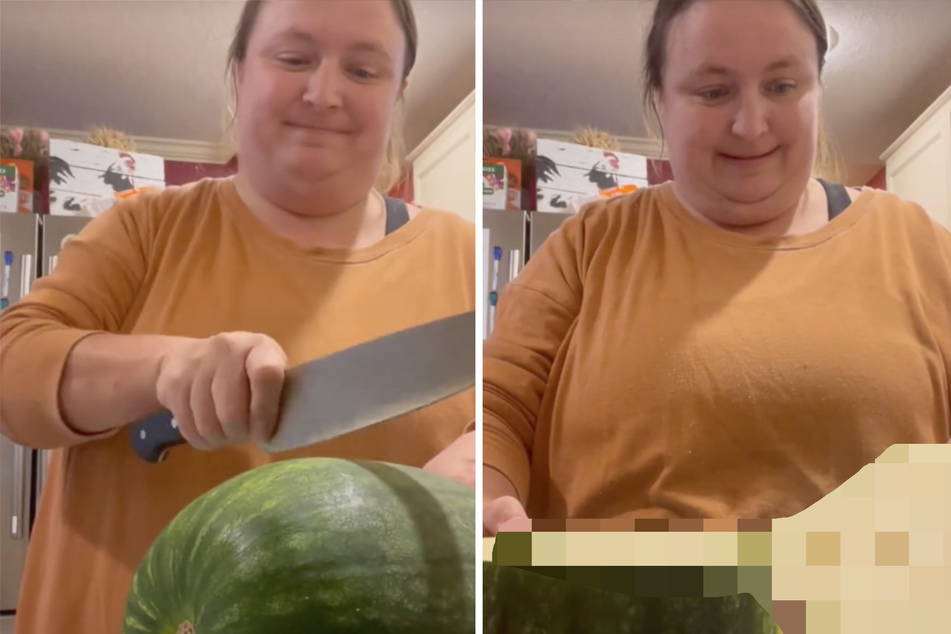 Frau glaubt, sie erntet im Garten Wassermelone: Als sie das Innere sieht, ist sie sprachlos