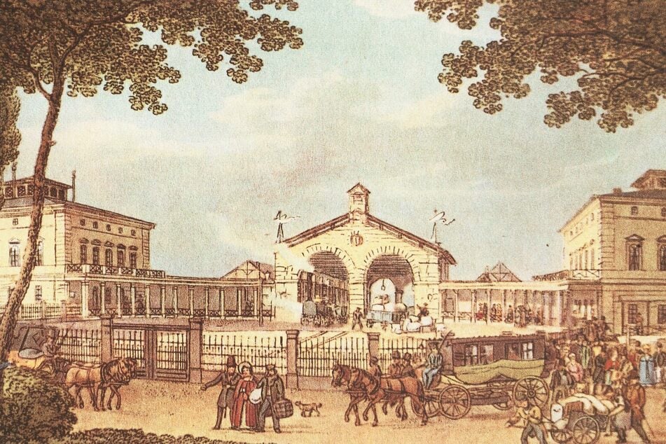 So sah der erste Fernbahnhof Deutschlands um das Jahr 1839 aus.