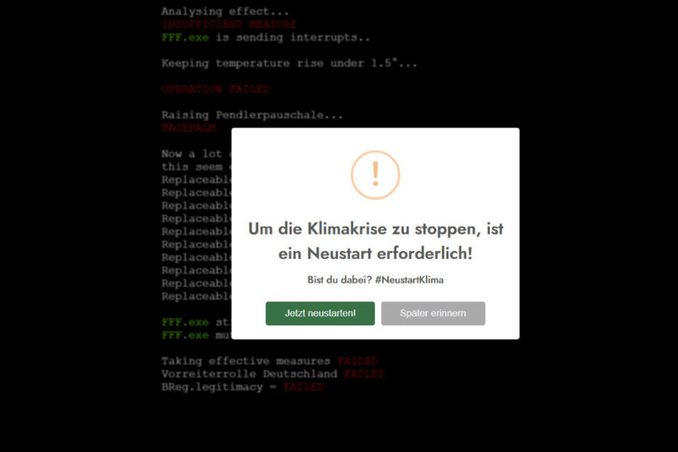 Bist Du dabei? Der vermeintliche Virus entpuppt sich als Klima-Aktion.