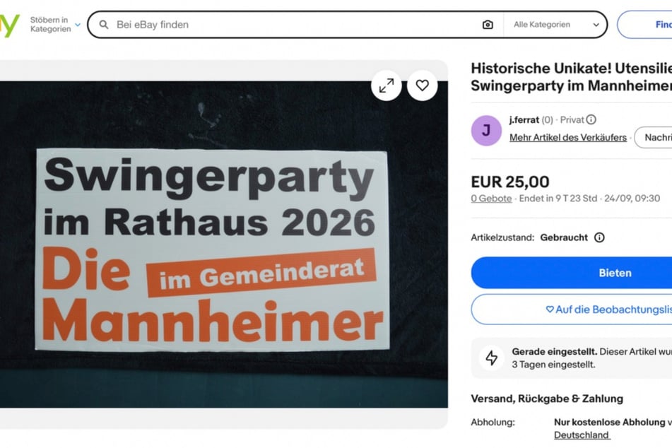 Die Auktion läuft ab dem 14. September und startet bei 25 Euro.