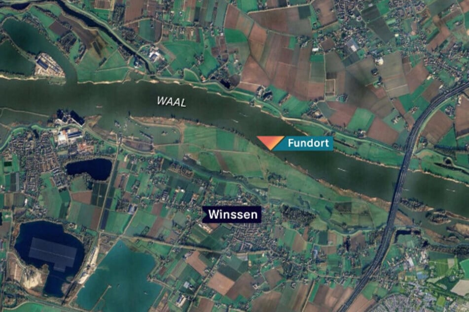 Der Fundort befindet sich auf Höhe der Kleinstadt Winssen.