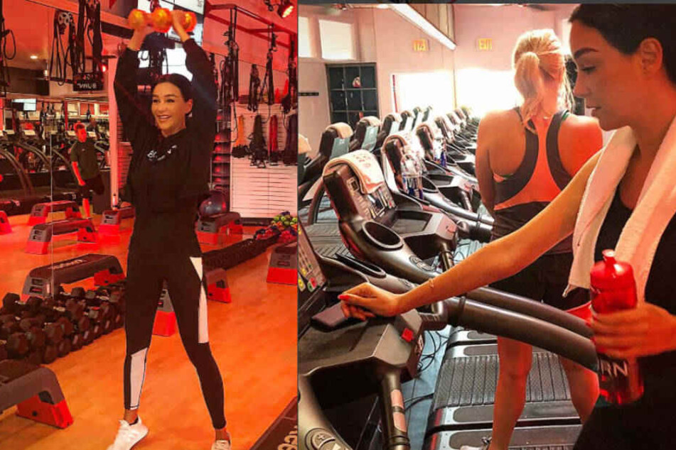 Verona Pooth quält sich auch im Urlaub mit Sport im Fitness-Studio.