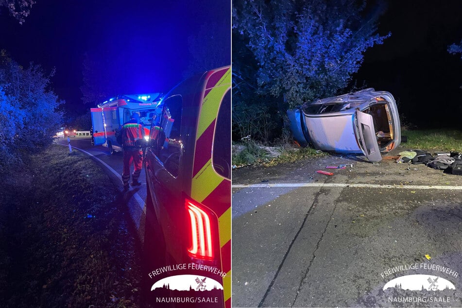 Ein Auto kam in der Nacht zu Sonntag von de Fahrbahn der L207 ab und kippte um - dabei wurde ein Teenager lebensbedrohlich verletzt.