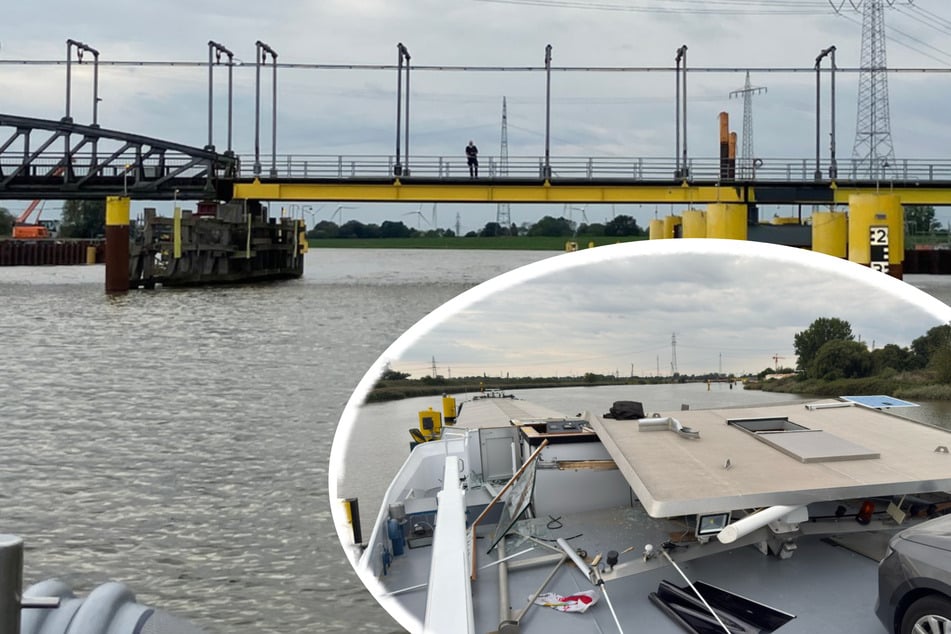 Schiff kracht gegen Eisenbahnbrücke: Steuerhaus teils abgerissen