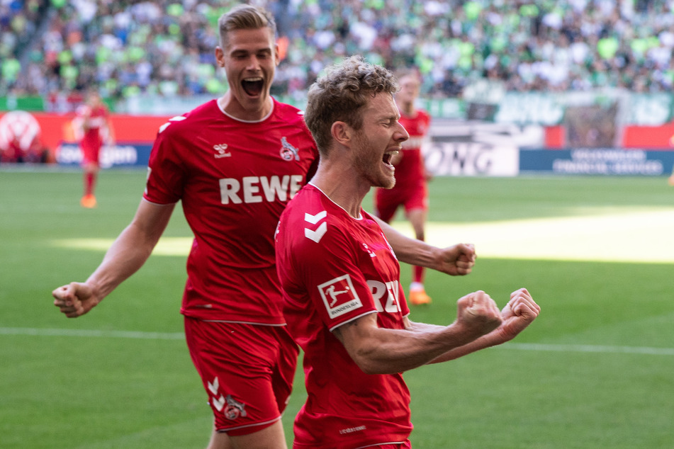 Kölns Florian Kainz jubelt nach seinem Strafstoßtor zum 1:3.
