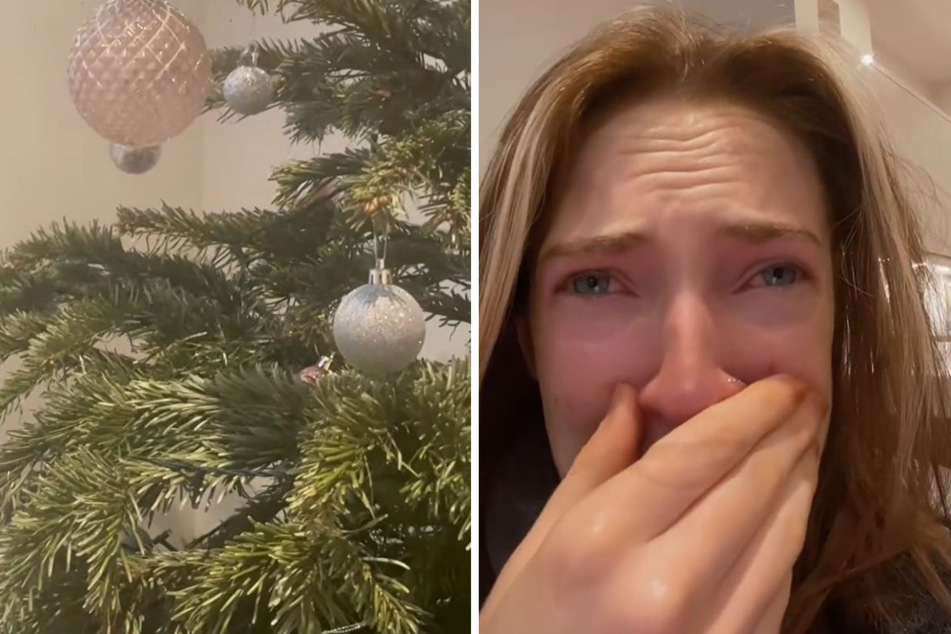 Als Frau ihren Weihnachtsbaum beim Abschmücken ansieht, gerät sie total in Panik