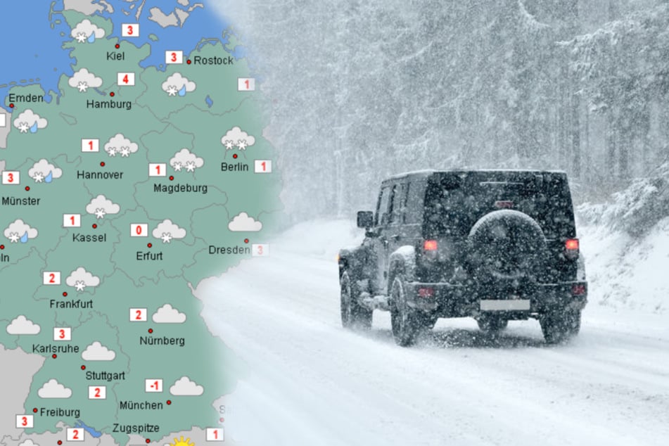 In Deutschland wird es durch Regen und Schnee spiegelglatt auf den Straßen, warnt der DWD. (Symbolbild)