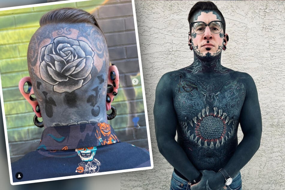 Nahezu ganzer Körper in schwarz: Diese traurige Story steckt hinter seinem Kopf-Tattoo
